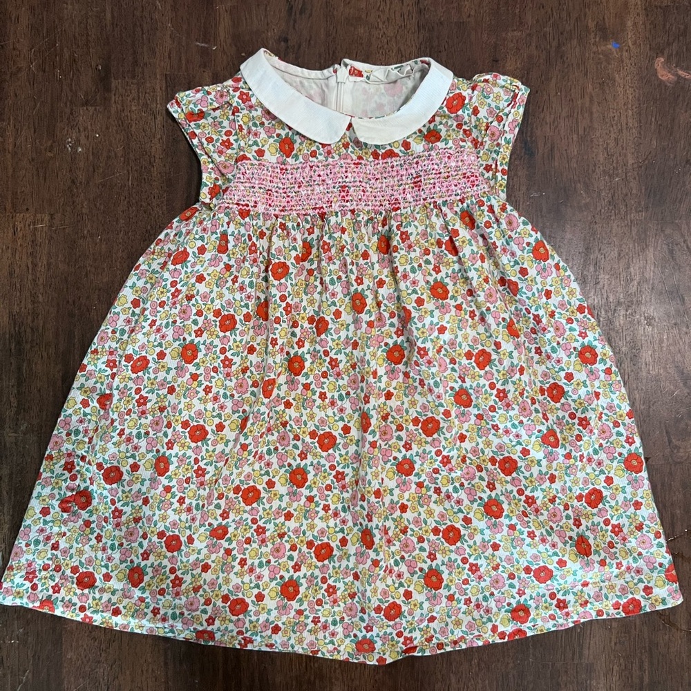 Mini Boden Floral Kids Dress with White Collar